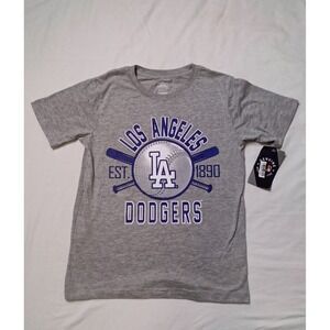 MLB GENUINE MERCHANDISE T-Shirt Kids 8/10 Grey Dodgers Baseball Graphic Tee